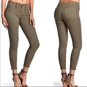 Pistola olive green ankle zipper jeans.